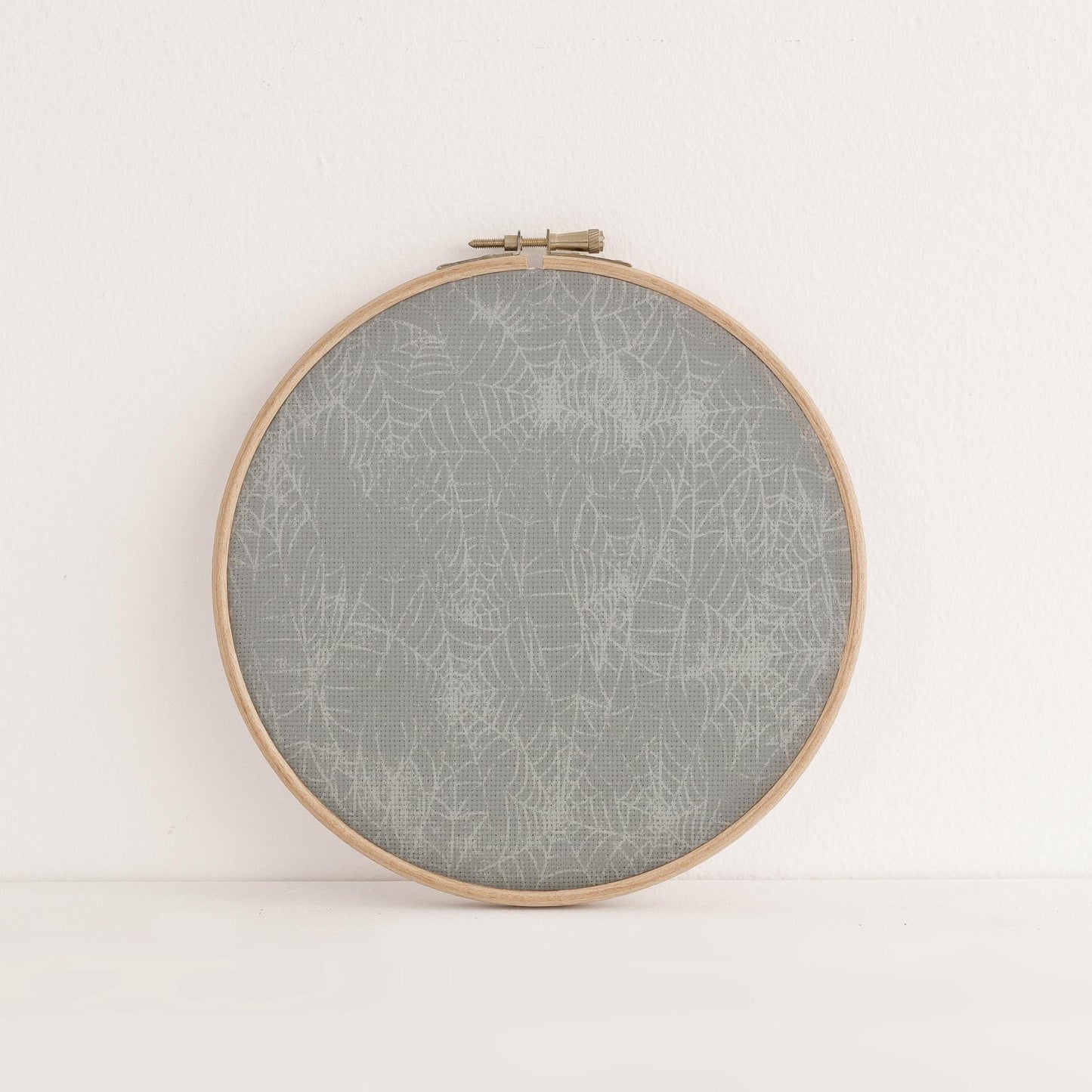 Spider Lace Aida Fabric. Cob Web Theme Cross Stitch Fabric. Grey and white printed Aida, 14/16/18 Count