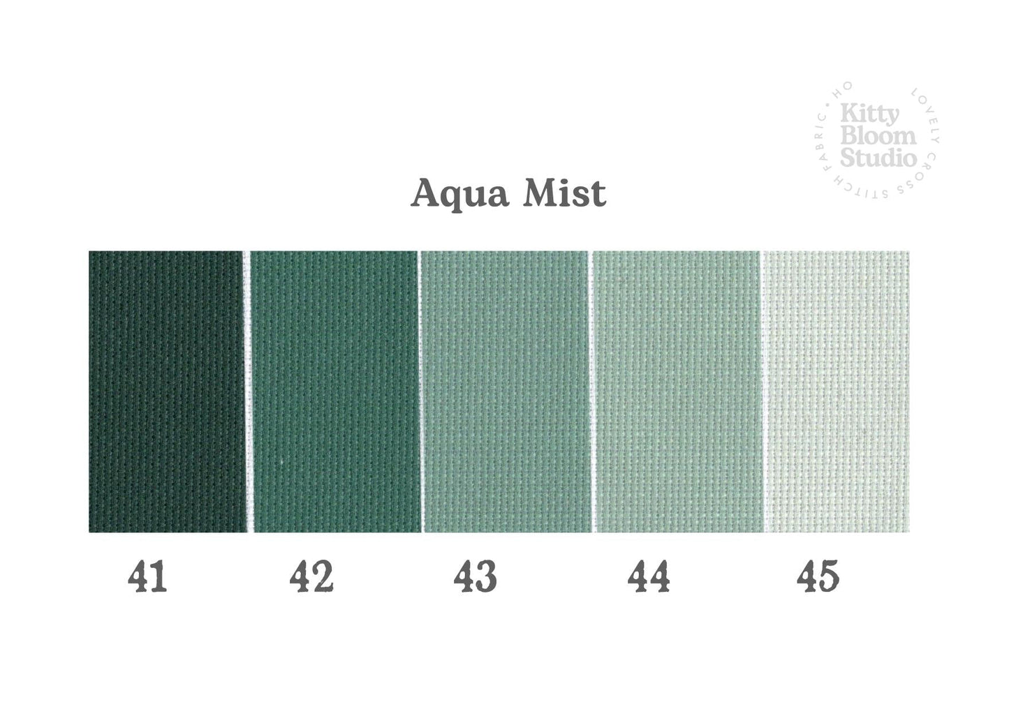 Aqua Mist Aida. available in 5 pretty shades of  Aqua greens. Beautiful Cross Stitch Fabric, Flat colour, 14/16/18 Count