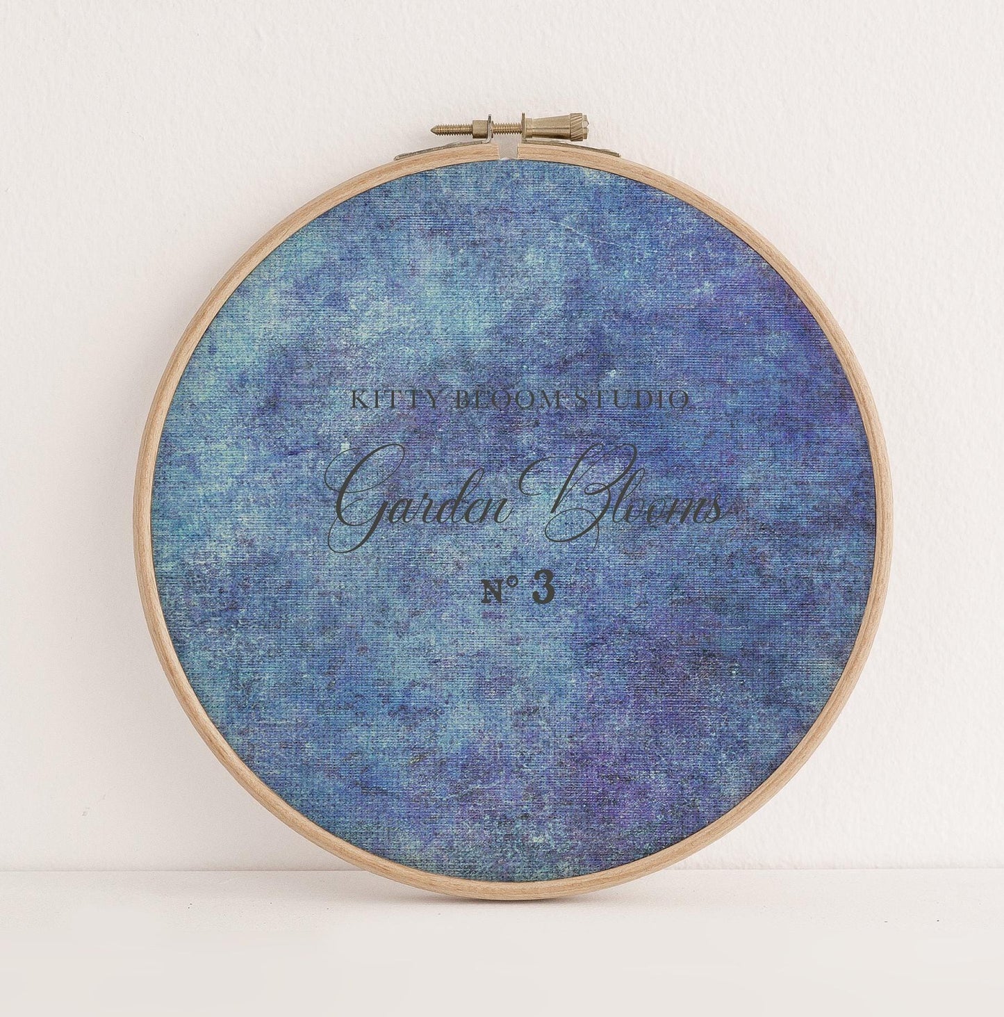 N*3 Garden Blooms (16" x11”) Enchanted Garden Theme Cross Stitch Fabric Blues & Cyan  Print, Secret Garden, Dyed Effect Aida, 14/16/18 Count