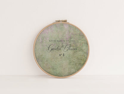 N*1 Garden Blooms (16" x11”) Enchanted Garden Theme Cross Stitch  Fabric,  Pink Green Pattern Print, Dyed Effect Aida, 14/16/18 Count