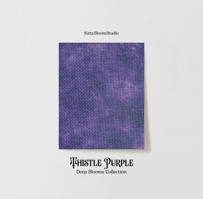 Thistle Purple  Aida Fabric. Deep Blooms Garden Theme Cross Stitch Fabric. Rich  shades ofPurple Dyed Effect Aida, 14/16/18 Count