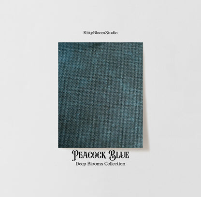 Peacock Blue Aida Fabric. Deep Blooms Garden Theme Cross Stitch Fabric. Deep shades of Blue Dyed Effect Aida, 14/16/18 Count
