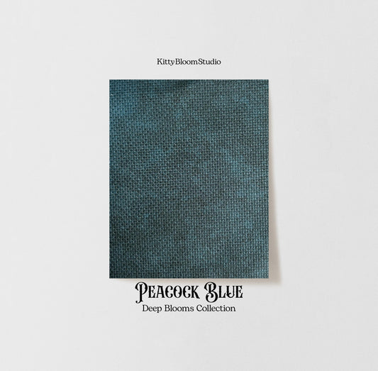 Peacock Blue Aida Fabric. Deep Blooms Garden Theme Cross Stitch Fabric. Deep shades of Blue Dyed Effect Aida, 14/16/18 Count