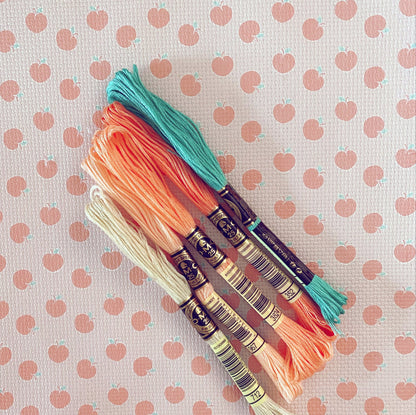 Just Peachy printed cross stitch fabric - 14, 16 & 18 count Aida Cross Stitch fabric - cute pastel Peach, Peach repeat pattern.
