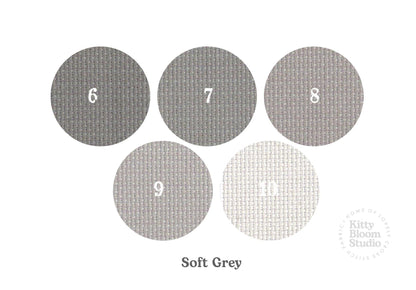 Soft Grey Aida. available in 5 pretty shades of Grey. Beautiful Cross Stitch Fabric, Flat colour, 14/16/18 Count
