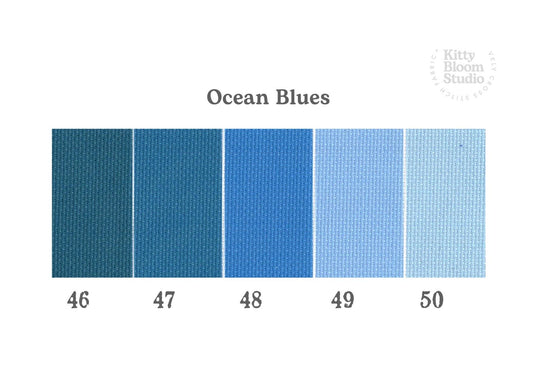 Ocean Blues  Aida. available in 5 pretty shades of Blue . Beautiful Cross Stitch Fabric, Flat colour, 14/16/18 Count