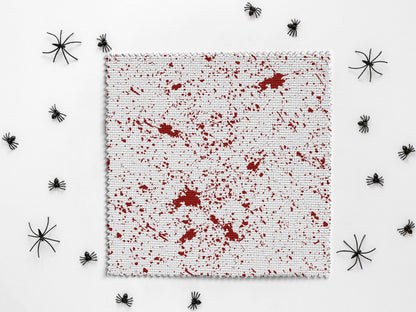 Blood Splat printed cross stitch fabric - 14 16 18 count Aida  available - red blood marks gothic halloween horror printed  pattern.