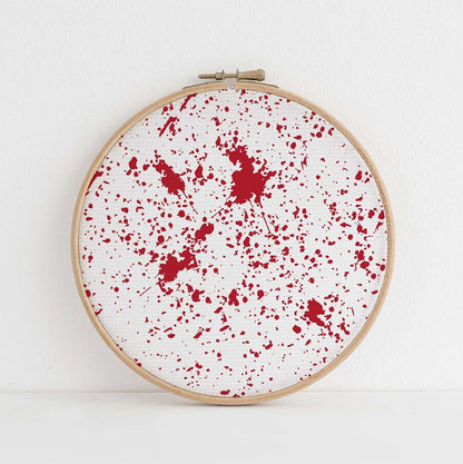 Blood Splat printed cross stitch fabric - 14 16 18 count Aida  available - red blood marks gothic halloween horror printed  pattern.
