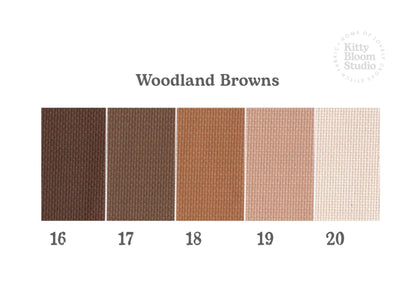 Woodland Browns  Aida. available in 5 pretty shades of Brown. Beautiful Cross Stitch Fabric, Flat colour, 14/16/18 Count