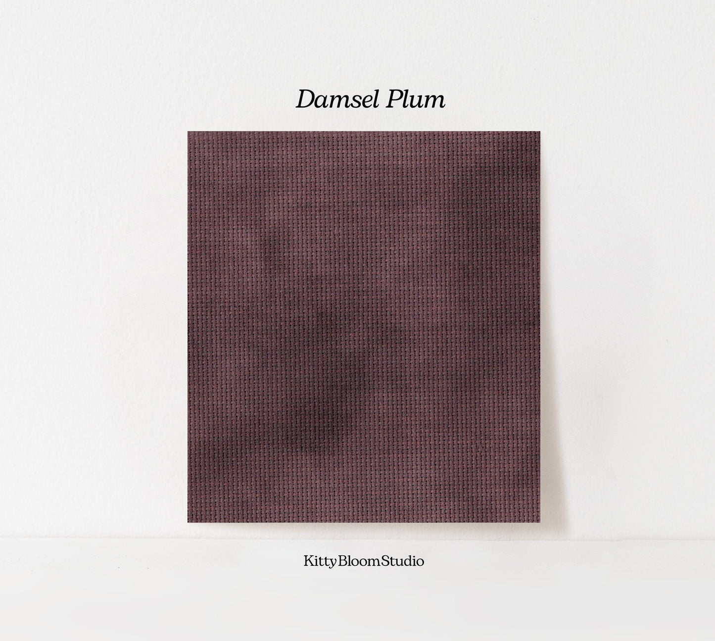 Damsel Plum Cross Stitch Fabric. 14/16/18 Aida Count. A purple plumb Folklore inspired, hand dyed effect Whimsical Academia Printed Aida.