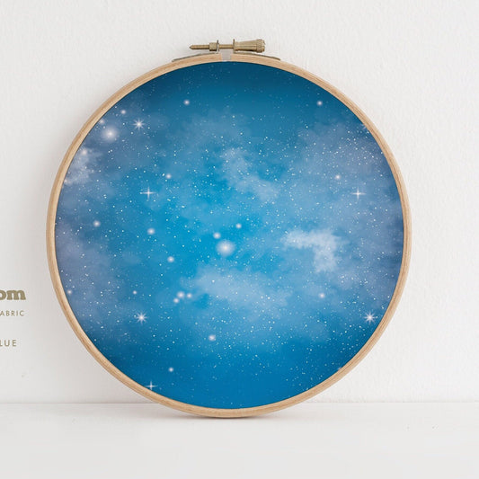 Space Odyssey (16" x11”) Galaxy Cross Stitch Fabric, Space Print,Night Sky, Dyed Effect Aida, Stars, Universe 14/16/18 Count