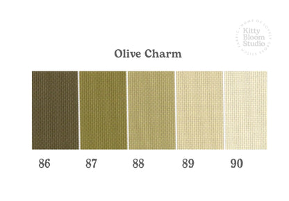 Olive Charm Aida. available in 5 pretty shades of Green. Beautiful Cross Stitch Fabric, Flat colour, 14/16/18 Count