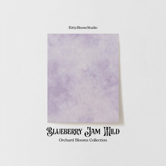 Pastel Purple, Violet,  Lavender,  Blue tie dye printed Cross Stitch Fabric |  Blueberry Jam Patterned Aida | Orchard Blooms Collection