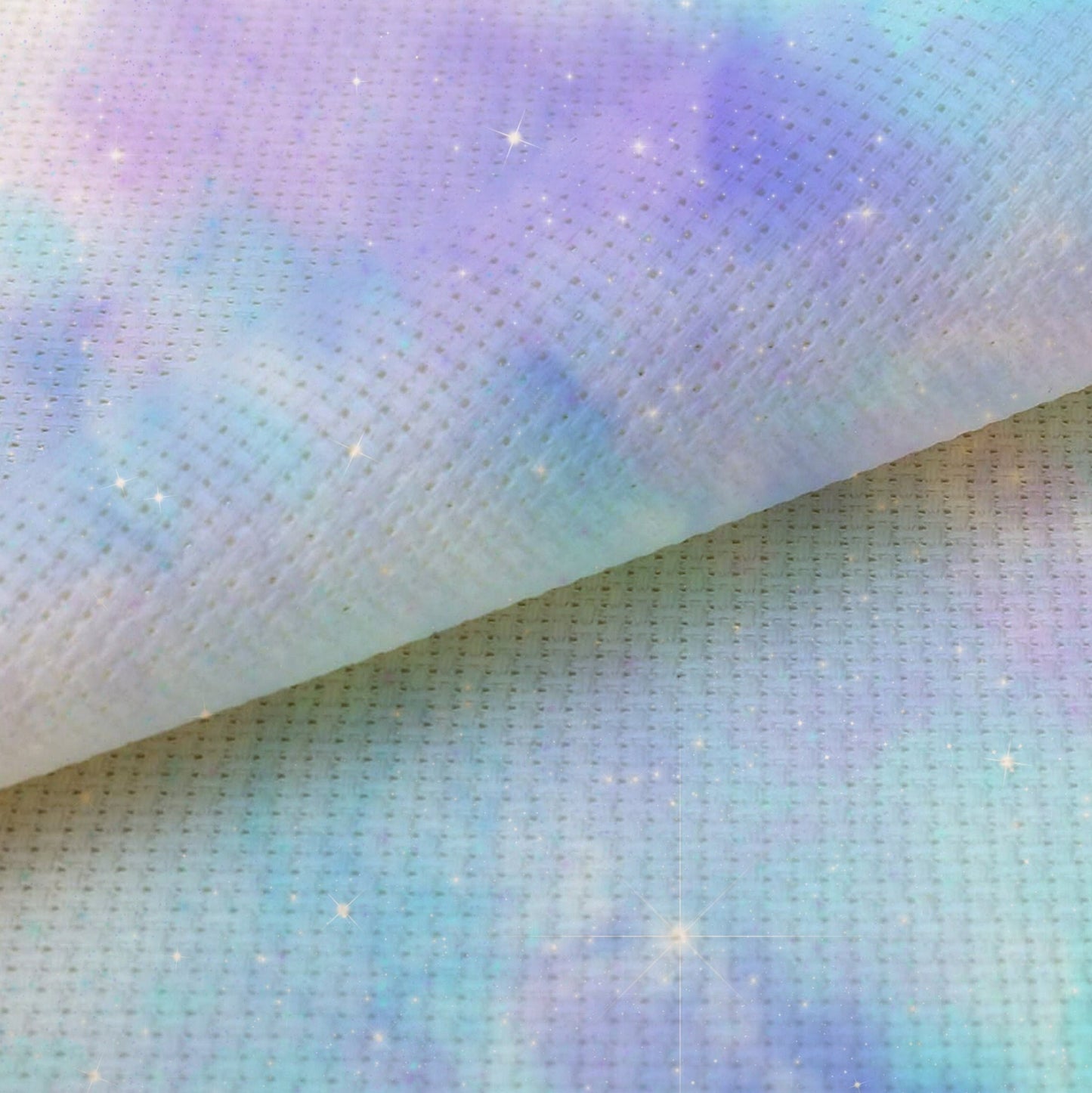 N*2 Enchanted Sky (16" x11”) Pastel Blue & Lavender Printed Cross Stitch Fabric, 14/16/18 Count Aida