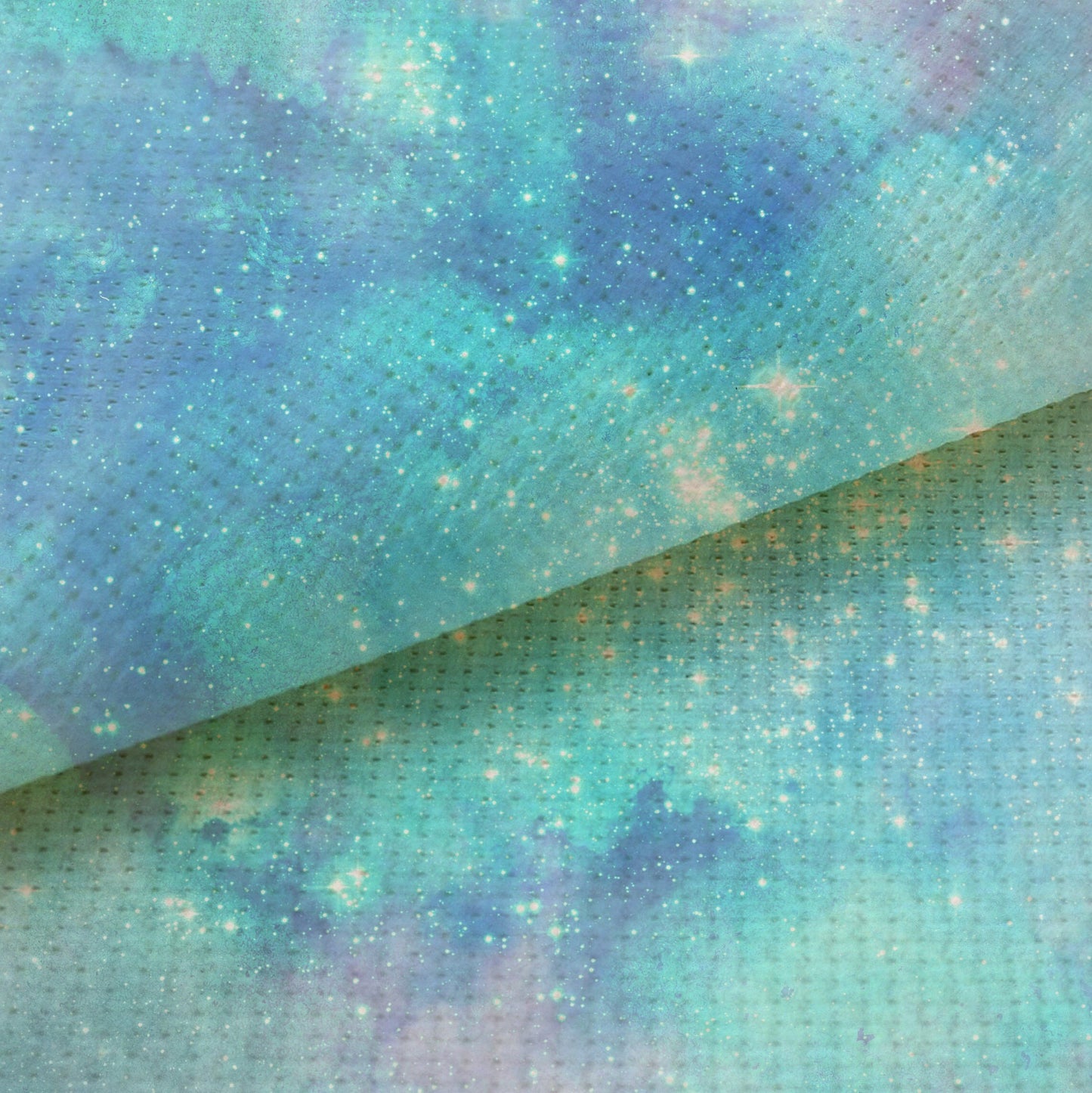 Starry Blue Aquamarine Odyssey (16" x11”) Galaxy Cross Stitch  Fabric, Space Print , Dyed Effect Aida, Stars, Universe 14/16/18 Count