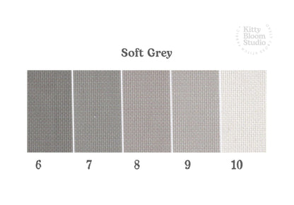 Soft Grey Aida. available in 5 pretty shades of Grey. Beautiful Cross Stitch Fabric, Flat colour, 14/16/18 Count