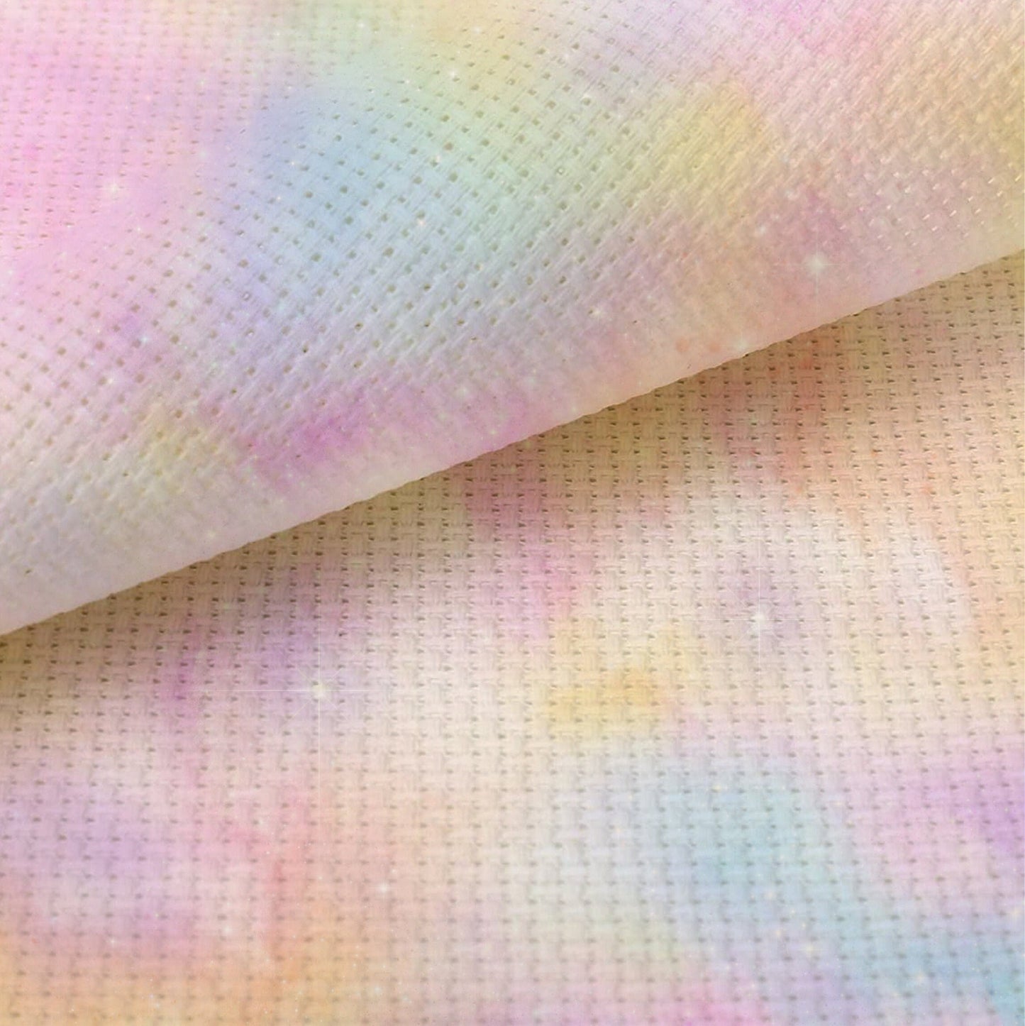N*3 Enchanted Sky (16" x11”) Pastel Pink, Lemon Blue & Lavender Printed Cross Stitch Fabric, 14/16/18 Count