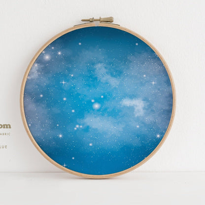 Space Odyssey (16" x11”) Galaxy Cross Stitch Fabric, Space Print,Night Sky, Dyed Effect Aida, Stars, Universe 14/16/18 Count