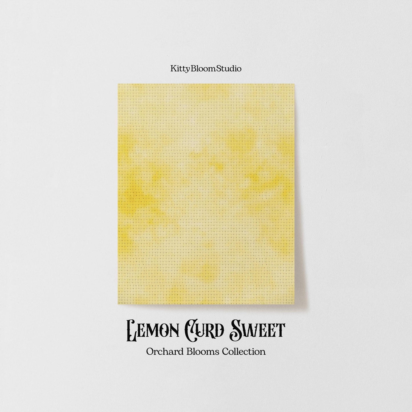 Medium Yellow colour Lemon Curd Jam Tie Dye printed Cross Stitch Fabric | Orchard Blooms Collection | Soft Zesty Yellow printed Aida