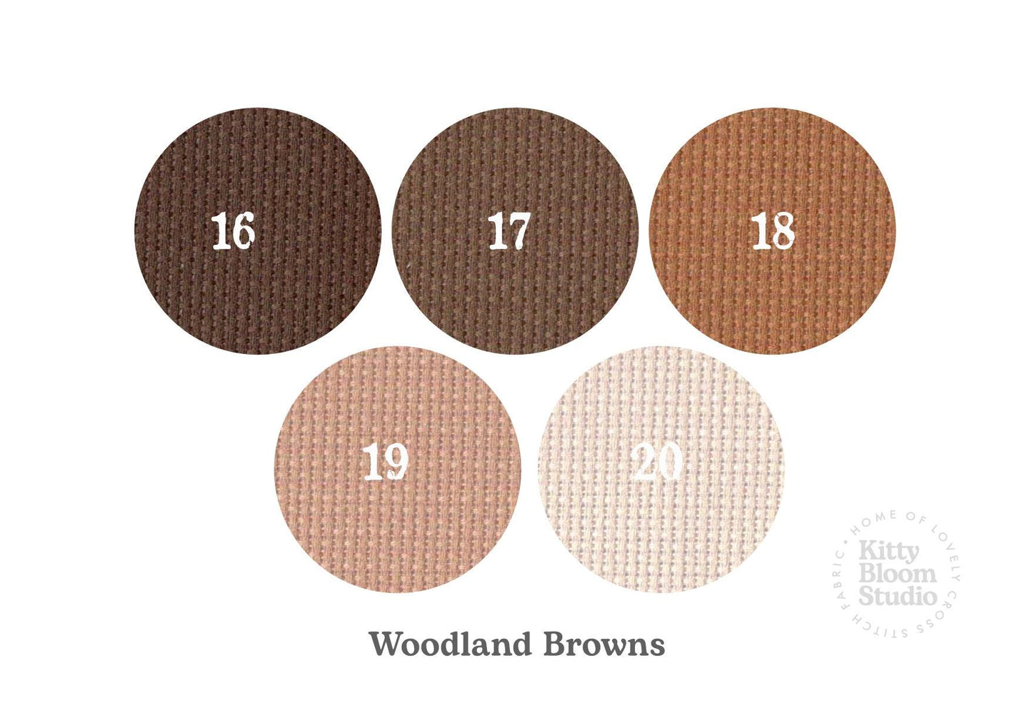 Woodland Browns  Aida. available in 5 pretty shades of Brown. Beautiful Cross Stitch Fabric, Flat colour, 14/16/18 Count