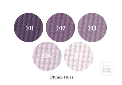 Plumb Hues Aida. available in 5 pretty shades of Plumb. Beautiful Cross Stitch Fabric, Flat colour, 14/16/18 Count