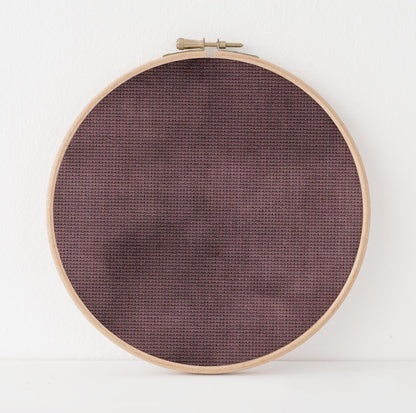 Damsel Plum Cross Stitch Fabric. 14/16/18 Aida Count. A purple plumb Folklore inspired, hand dyed effect Whimsical Academia Printed Aida.
