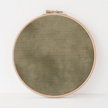 Gorgons Tears Cross Stitch Fabric. 14/16/18 Aida Count. A mottled olive green, hand dyed effect  Printed Aida.