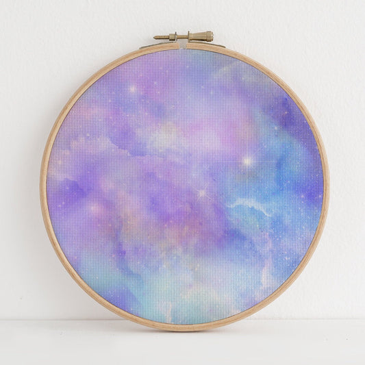 N*4 Enchanted Sky ( (16" x11”) Galaxy Cross Stitch Fabric, Space Pattern Print,Night Sky, Dyed Effect Aida, Stars, Universe 14/16/18 Count
