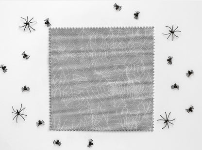 Spider Lace Aida Fabric. Cob Web Theme Cross Stitch Fabric. Grey and white printed Aida, 14/16/18 Count