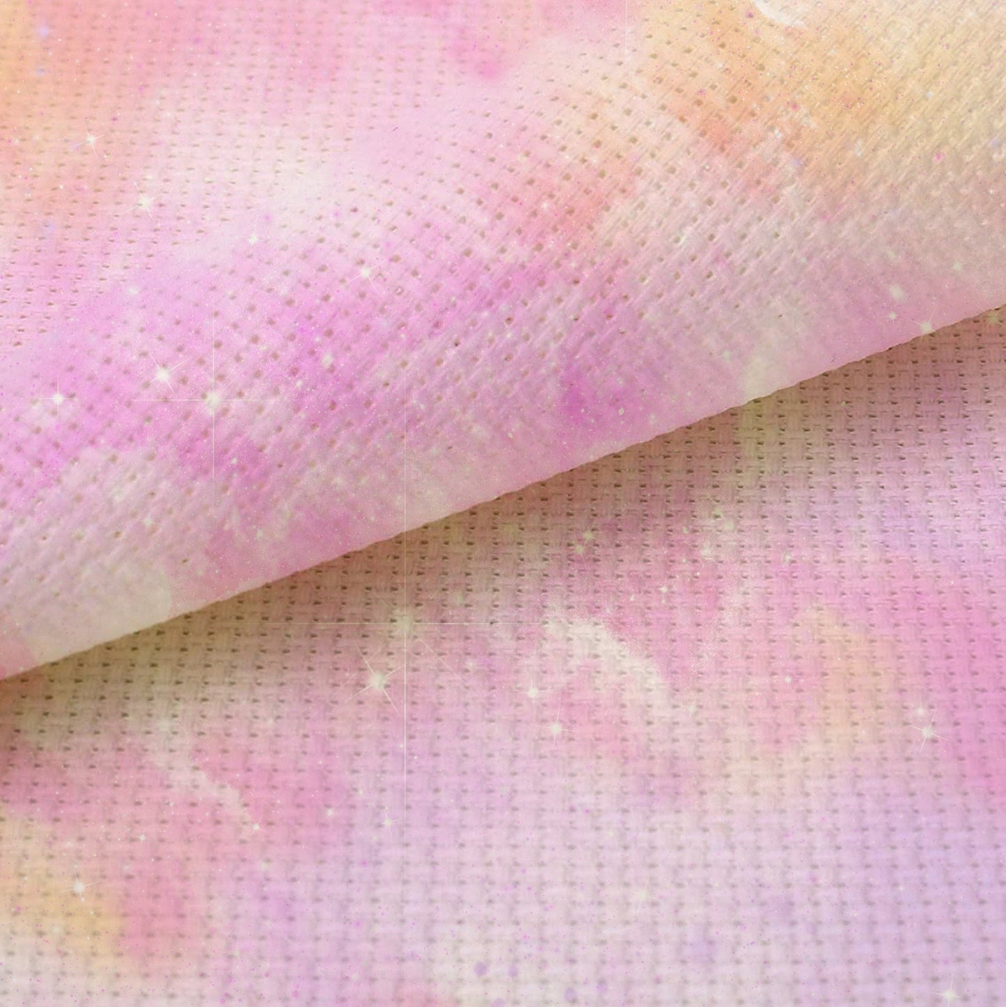 N*1 Enchanted Sky (16" x11”) Pastel Pink & Peach Printed Cross Stitch Fabric, 14/16/18 Count