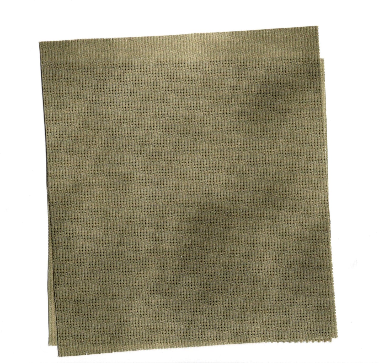 Gorgons Tears Cross Stitch Fabric. 14/16/18 Aida Count. A mottled olive green, hand dyed effect  Printed Aida.