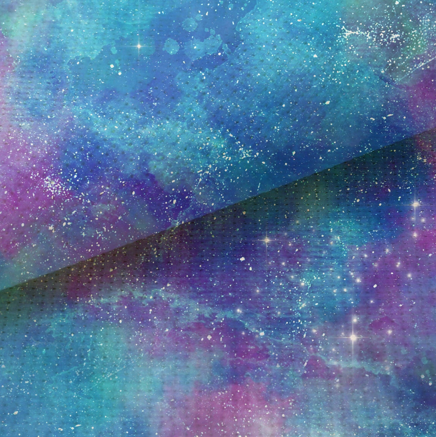Blue Star Dust (16" x11”) Galaxy Fabric, Space Pattern Print,Night Sky, Dyed Effect Cross Stitch Aida, Stars, Universe 14/16/18 Count