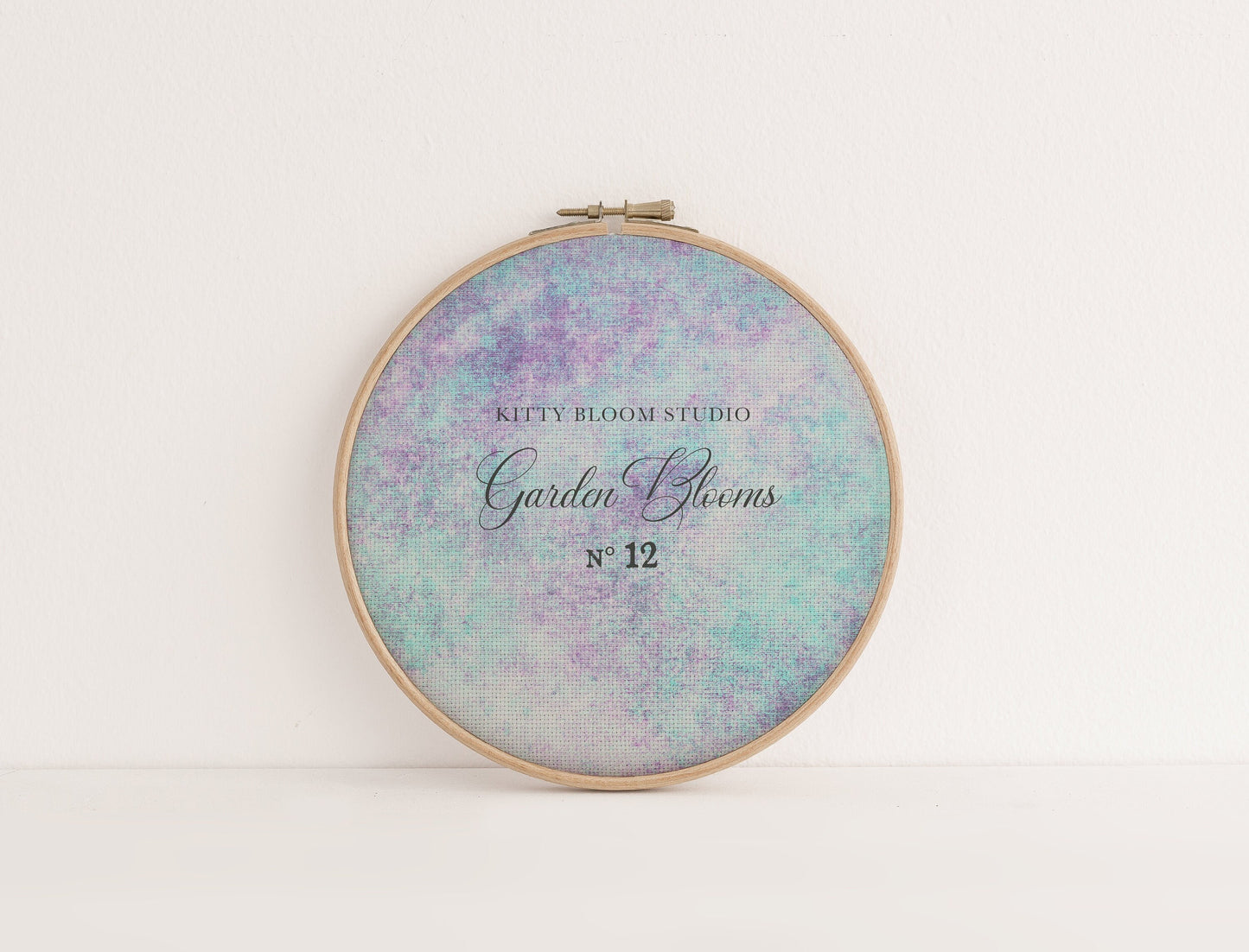 N*12 Garden Blooms (16" x11”) Enchanted Garden Cross Stitch Fabric fresh violets, Aqua and purples Pattern Aida