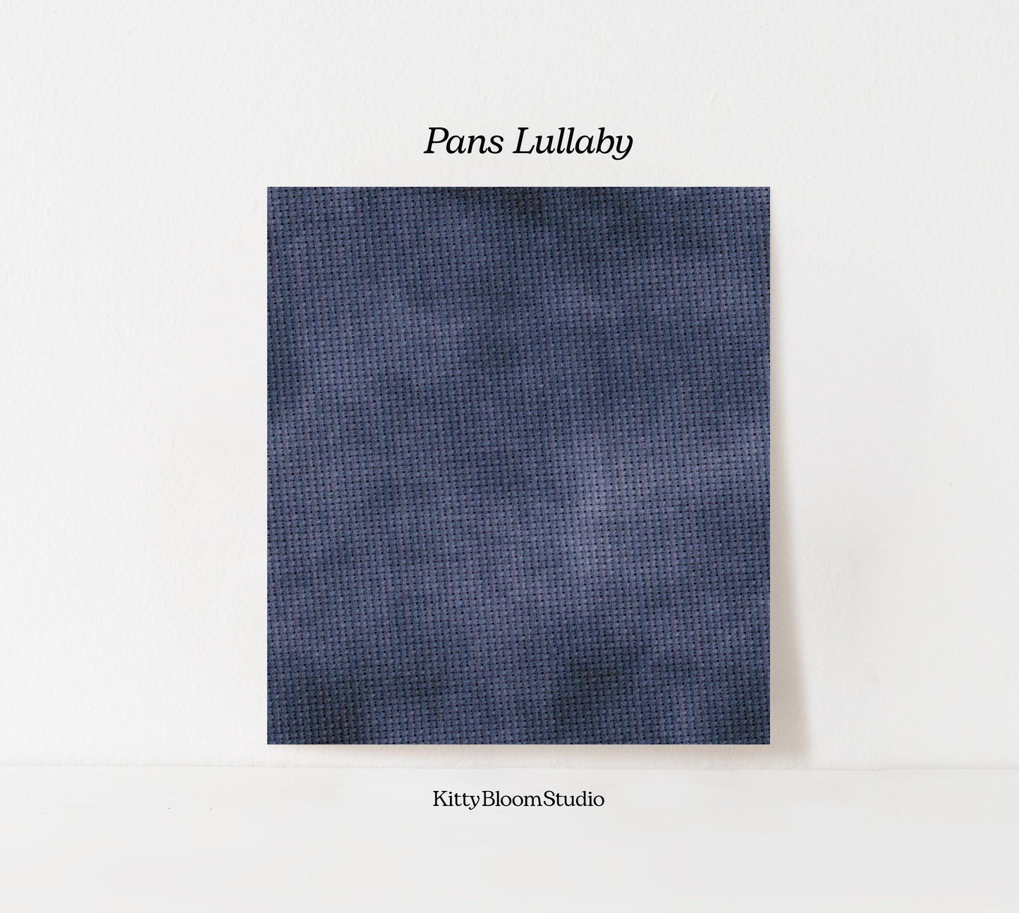 Pans Lullaby Cross Stitch Fabric. 14/16/18 Aida Count. A mottled Dusky Blue, hand dyed effect  Printed Aida.