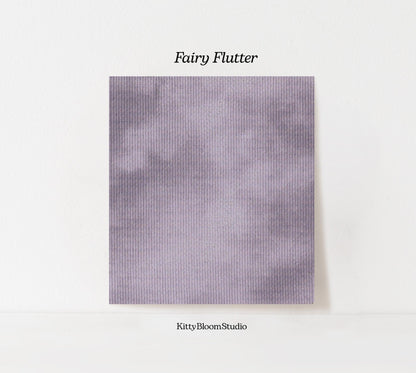 Fairy Flutter Cross Stitch Fabric. 14/16/18 Aida Count. Soft Lilac Grey Folklore inspired, hand dyed effect Whimsical Academia Printed Aida.