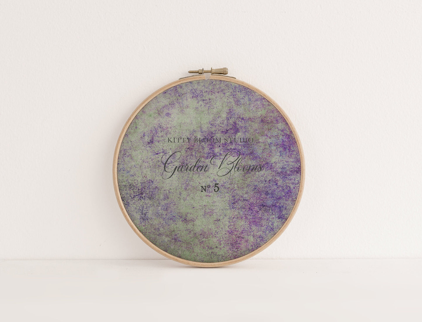 N*5 Garden Blooms (16" x11”) Enchanted Garden Theme Fabric Purple & Greens Pattern Print, Secret Garden, Dyed Effect Aida, 14/16/18 Count