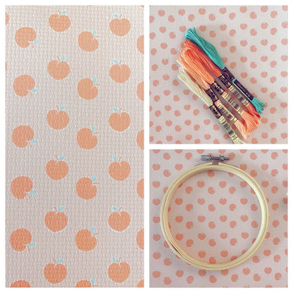 Just Peachy printed cross stitch fabric - 14, 16 & 18 count Aida Cross Stitch fabric - cute pastel Peach, Peach repeat pattern.
