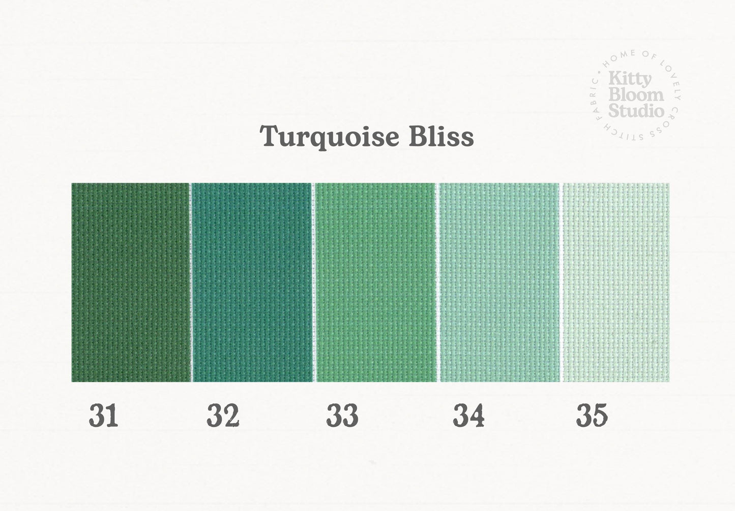 Turquoise Bliss Aida. available in 5 pretty shades of  greens. Beautiful Cross Stitch Fabric, Flat colour, 14/16/18 Count