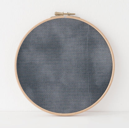Evermore Dusky Blue Cross Stitch Fabric. 14/16/18 Aida Count. A Folklore inspired, hand dyed effect Whimsical Academia Printed Aida.