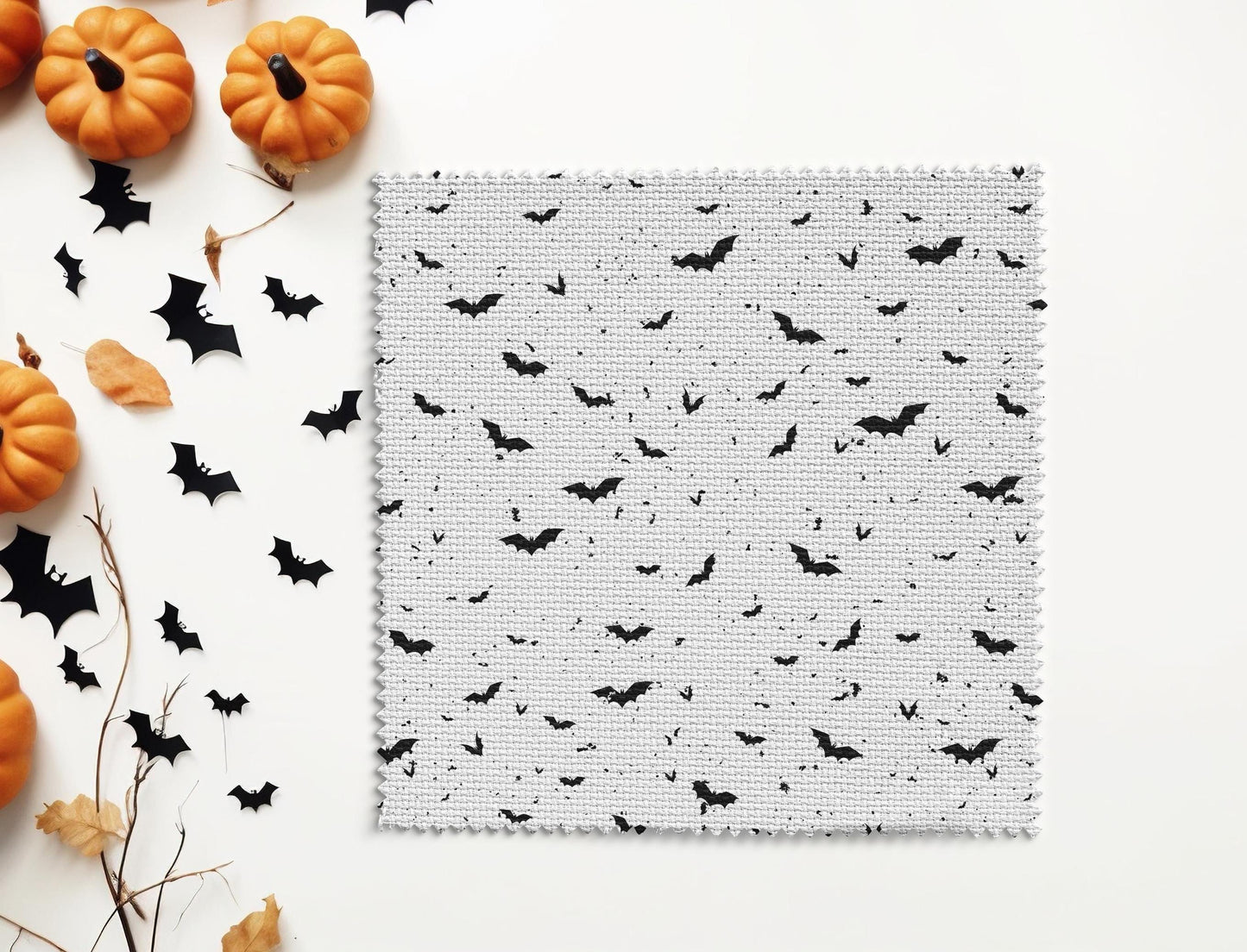 Spooky Gothic Bats Halloween printed cross stitch fabric -  Aida  cross stitch  fabric. 14, 16 18 count size 16 x 11" and 18 x 26" available