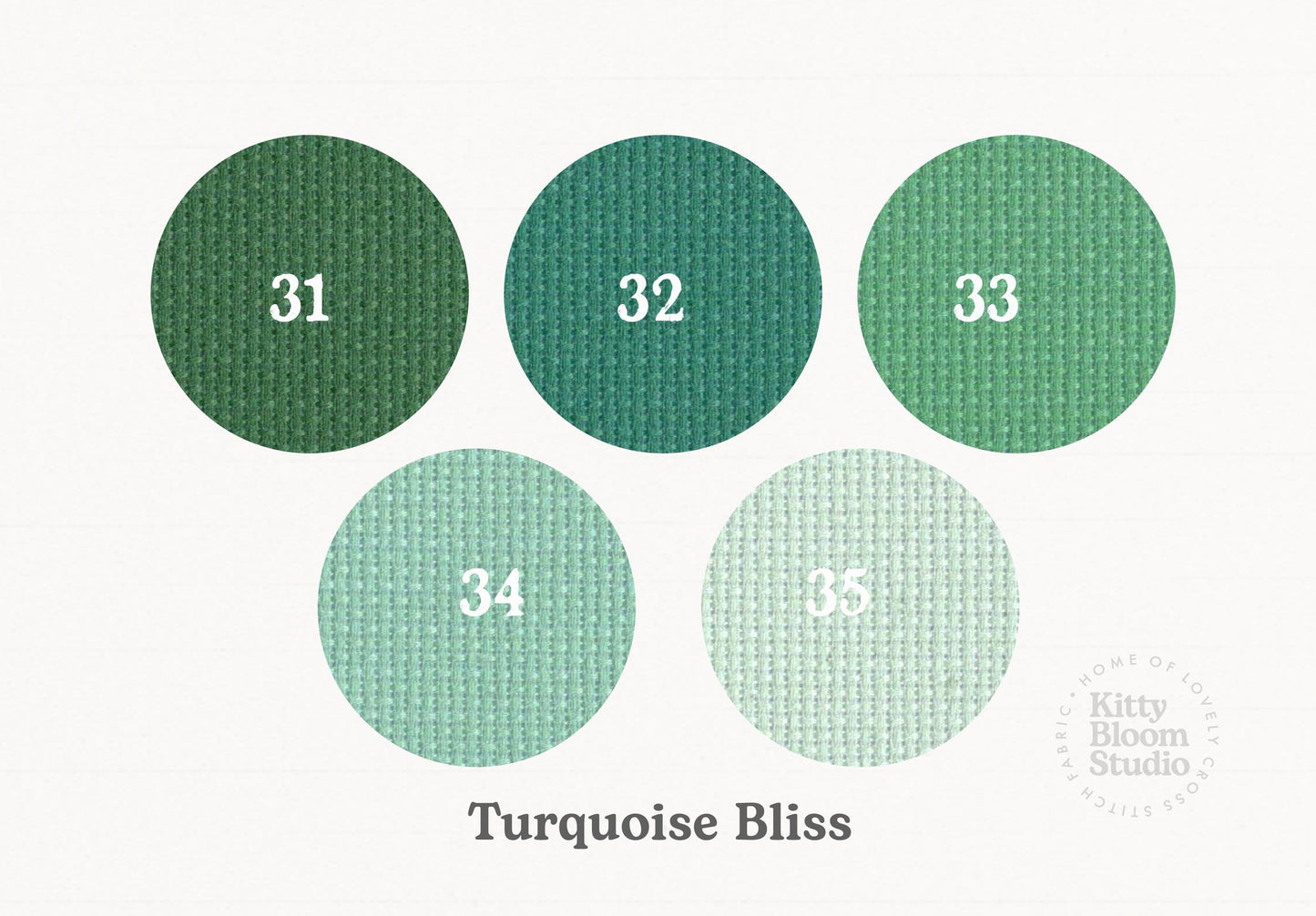 Turquoise Bliss Aida. available in 5 pretty shades of  greens. Beautiful Cross Stitch Fabric, Flat colour, 14/16/18 Count