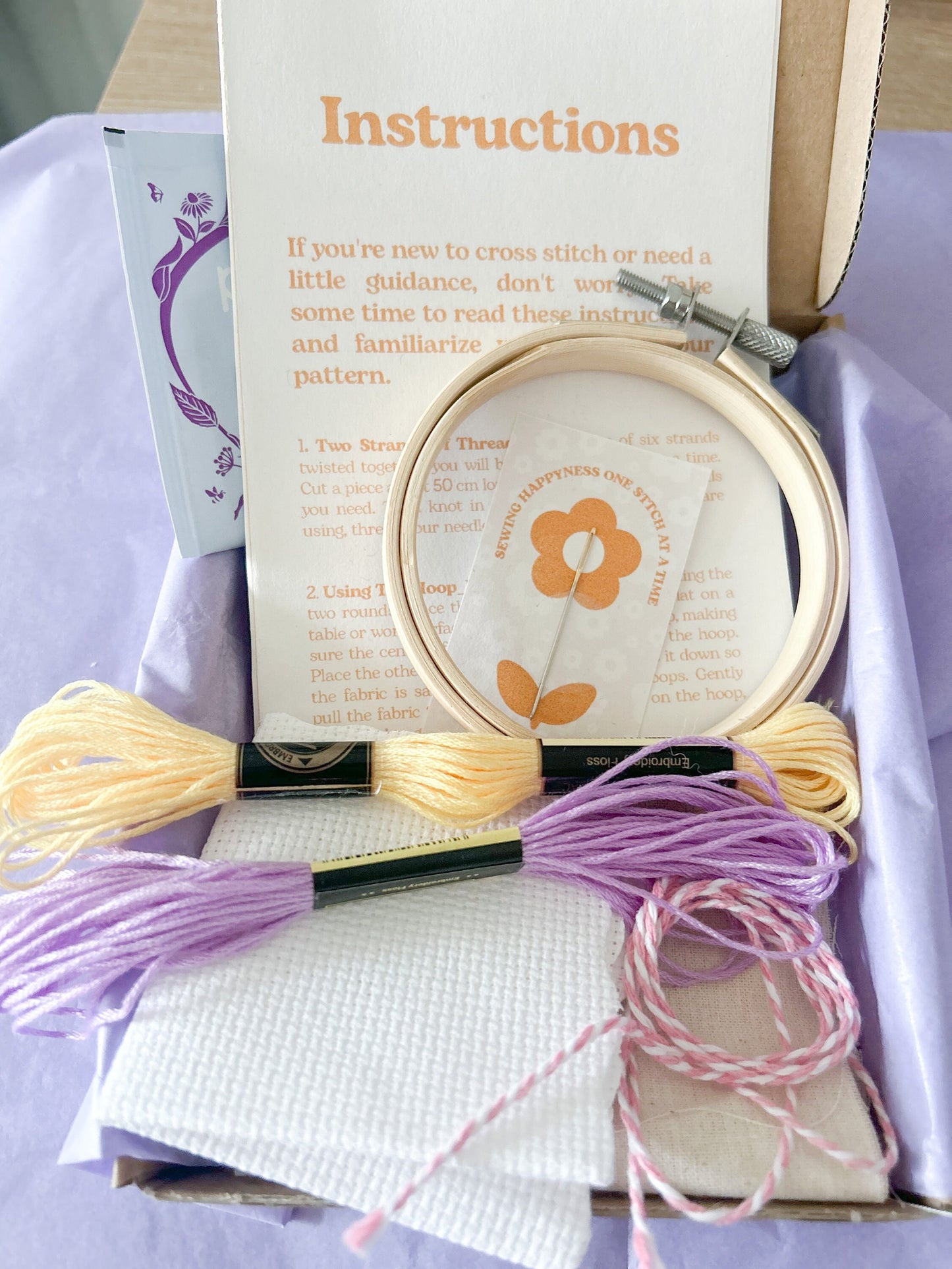 Cute Happy Smiley Face Cross Stitch Kit , beginner friendly, easy crafty gift