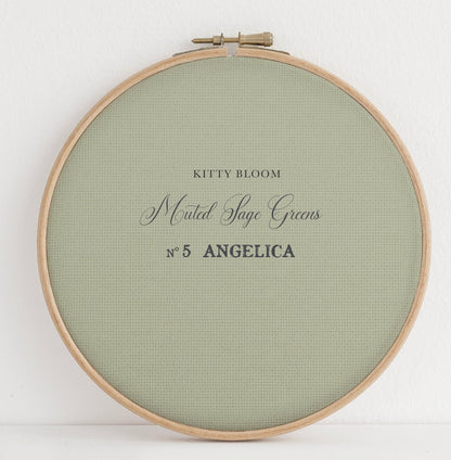 Muted Blooms Sage Green Collection.  Printed Cross Stitch Fabric Greens Collection (16" x11”)  14/16/18 Count Aida