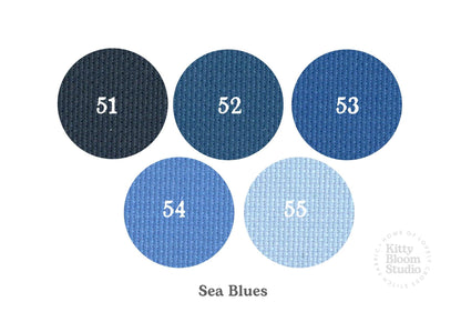Sea Blues  Aida. available in 5 pretty shades of Blue . Beautiful Cross Stitch Fabric, Flat colour, 14/16/18 Count