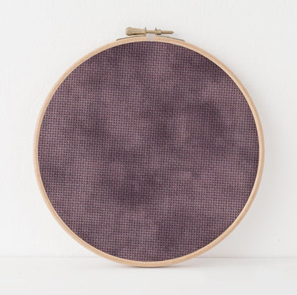 Emberry Wine Cross Stitch Fabric. 14/16/18 Aida Count. A Gothic hand dyed effect Dark Academia Printed Aida.
