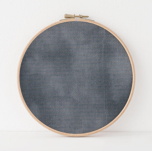 Evermore Dusky Blue Cross Stitch Fabric. 14/16/18 Aida Count. A Folklore inspired, hand dyed effect Whimsical Academia Printed Aida.