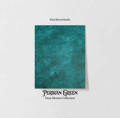 Persian Green Aida Fabric. Deep Blooms Garden Theme Cross Stitch Fabric. Deep shades of Green Dyed Effect Aida, 14/16/18 Count