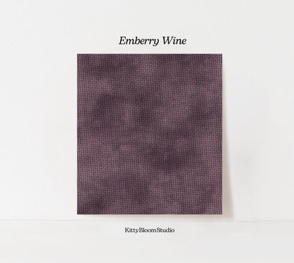 Emberry Wine Cross Stitch Fabric. 14/16/18 Aida Count. A Gothic hand dyed effect Dark Academia Printed Aida.