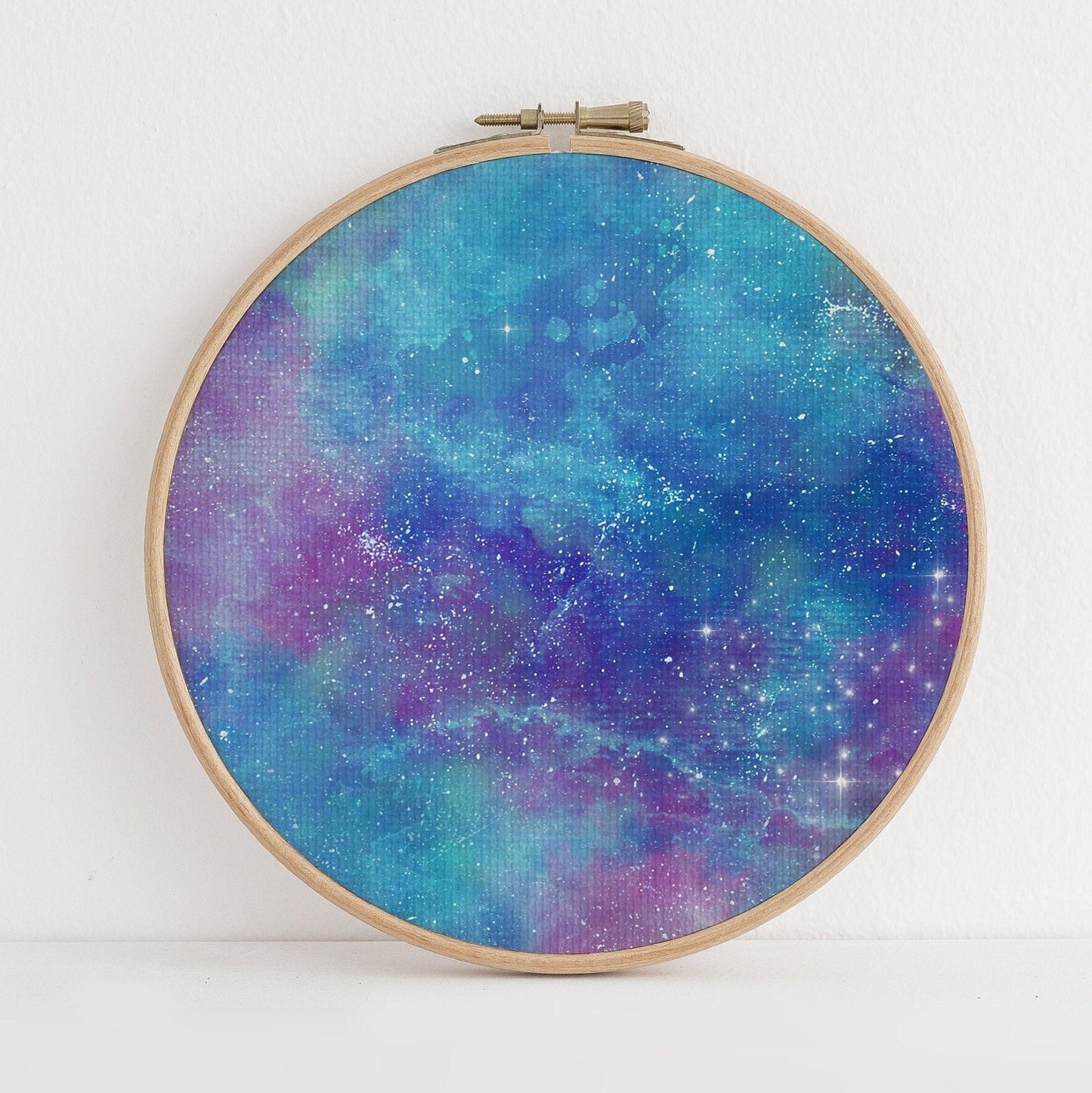 Blue Star Dust (16" x11”) Galaxy Fabric, Space Pattern Print,Night Sky, Dyed Effect Cross Stitch Aida, Stars, Universe 14/16/18 Count