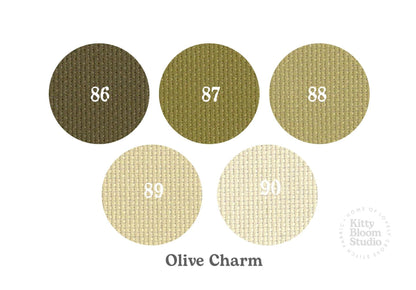 Olive Charm Aida. available in 5 pretty shades of Green. Beautiful Cross Stitch Fabric, Flat colour, 14/16/18 Count